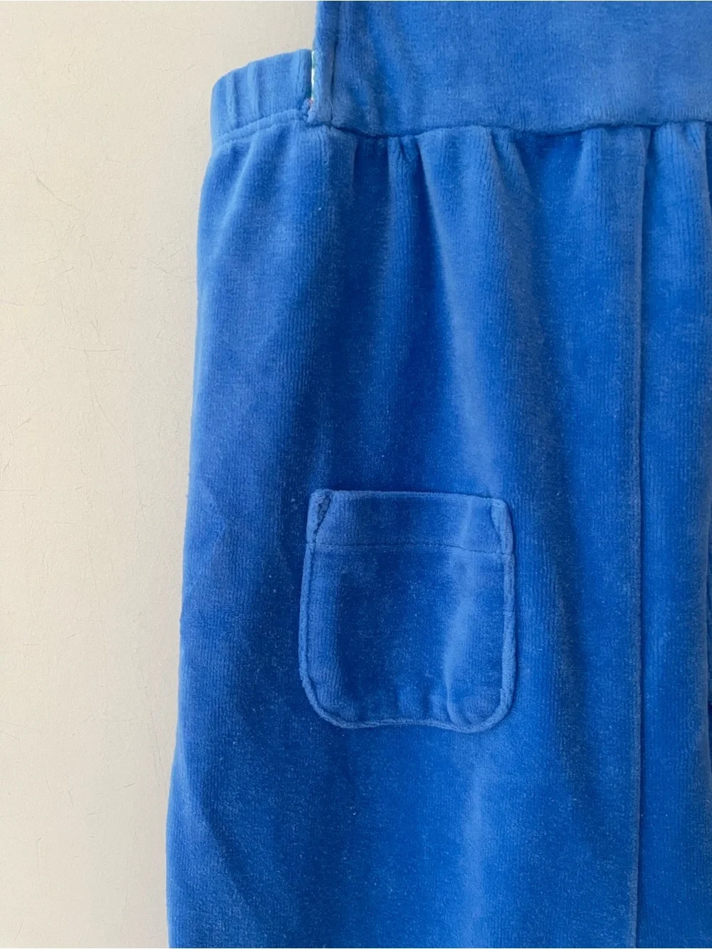 MINI BODEN EUC Cornflower Blue Liberty Floral Trimmed Velour Dungarees